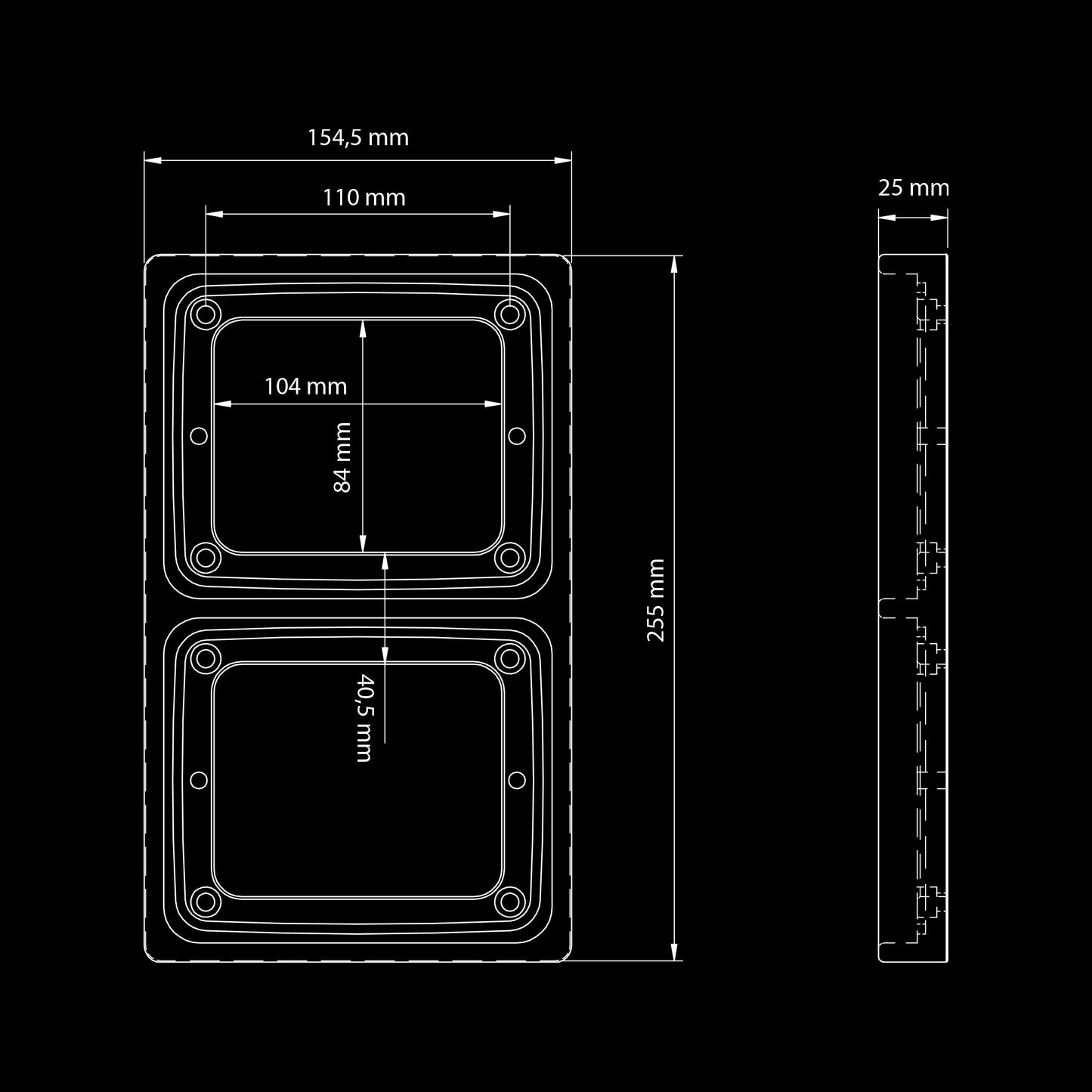 Strands IZE LED Double Mounting Frame / 2 Lamp Vertical Version -