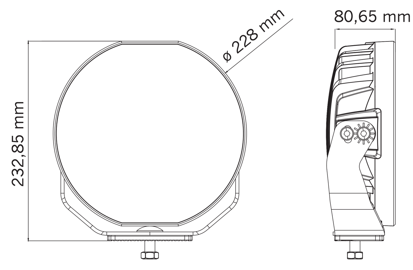 dimensions of strands skylord led driving light spot lamp