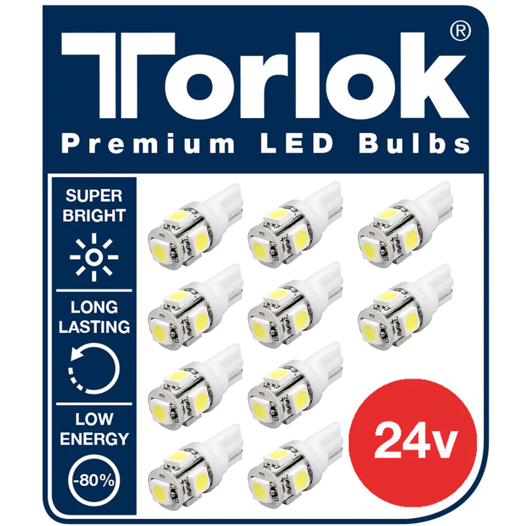 Torlok Premium 24v T10 LED Parking Light Bulbs for Trucks / Pack of 10 - LED Bulbs - LED Car Bulbs - spo-cs-disabled