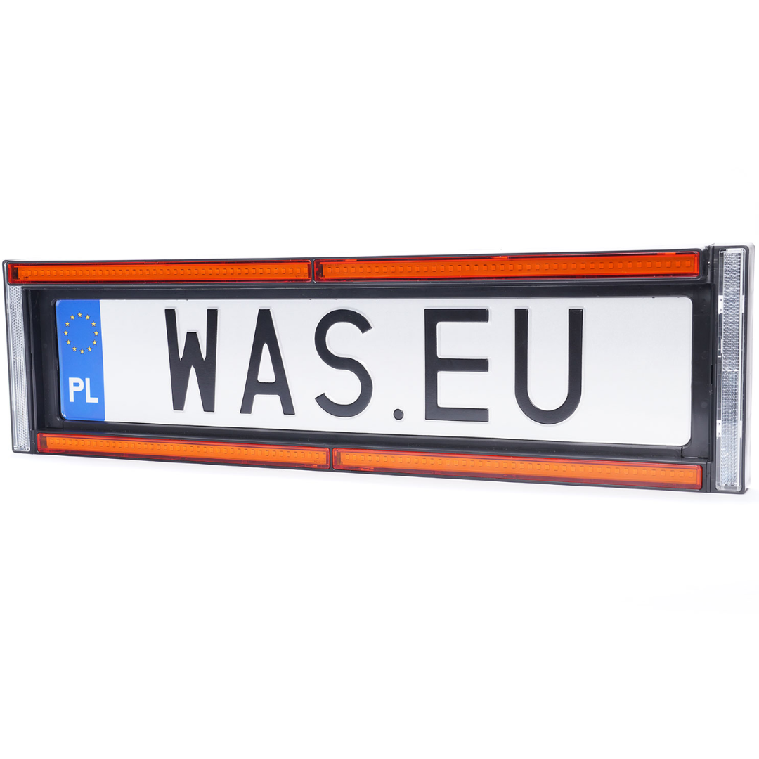 WAS W253 Front Number Plate Holder with Amber Strobe & Reflector -