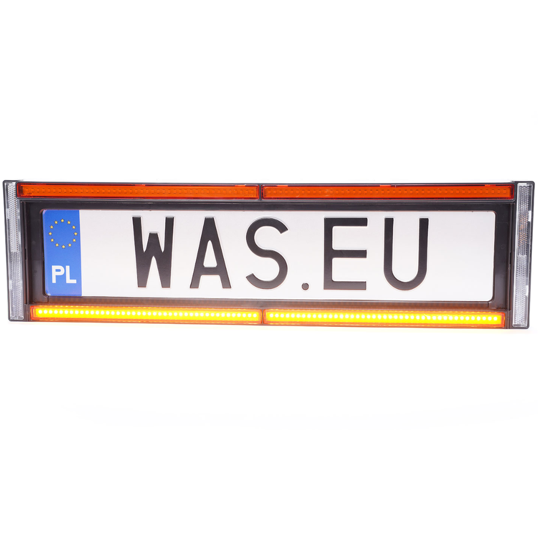 WAS W253 Front Number Plate Holder with Amber Strobe & Reflector -