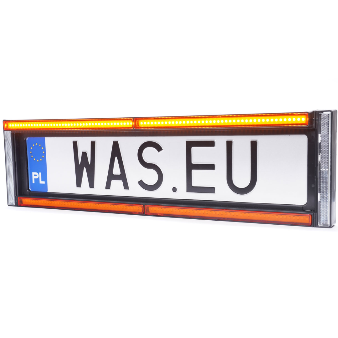WAS W253 Front Number Plate Holder with Amber Strobe & Reflector -