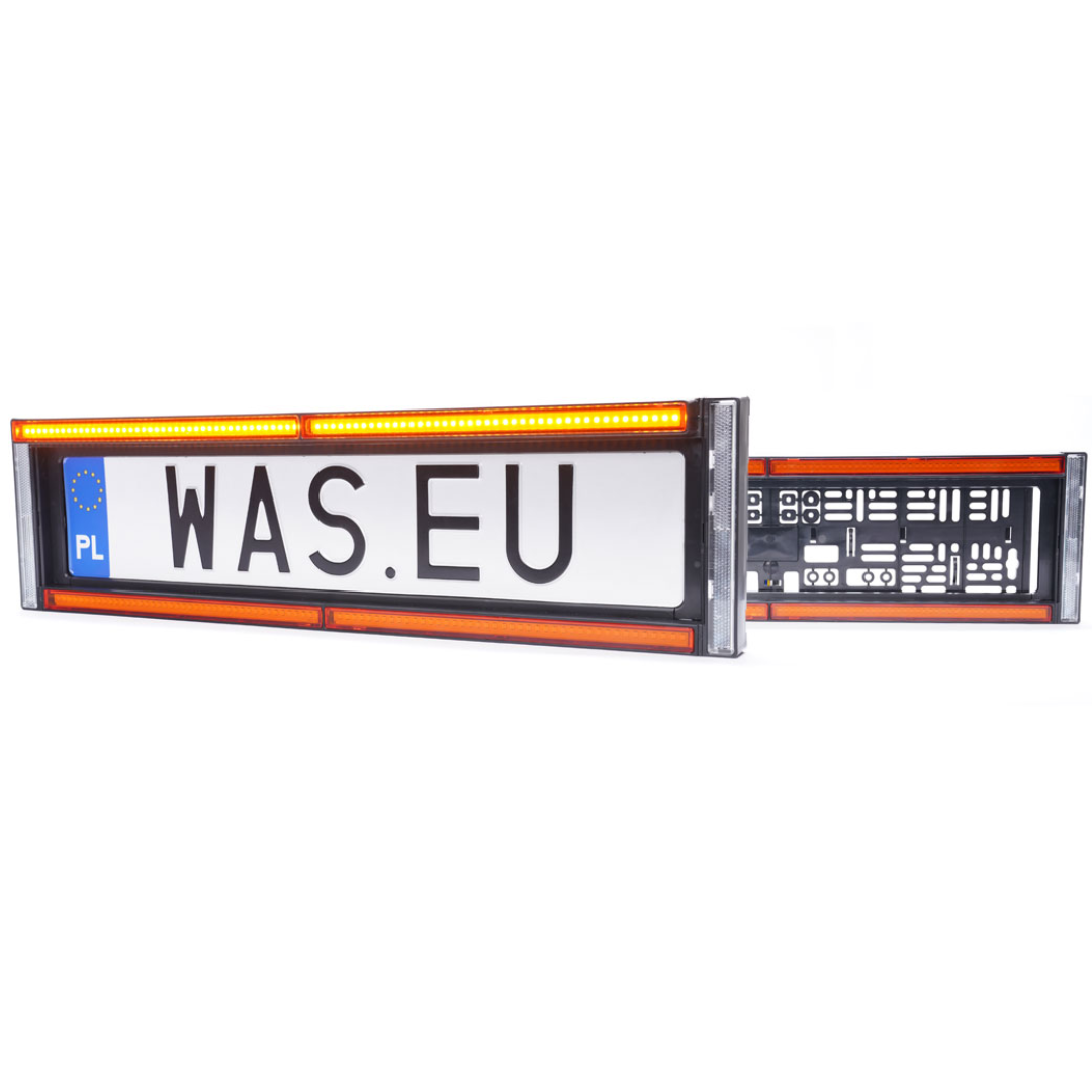 WAS W253 Front Number Plate Holder with Amber Strobe & Reflector -