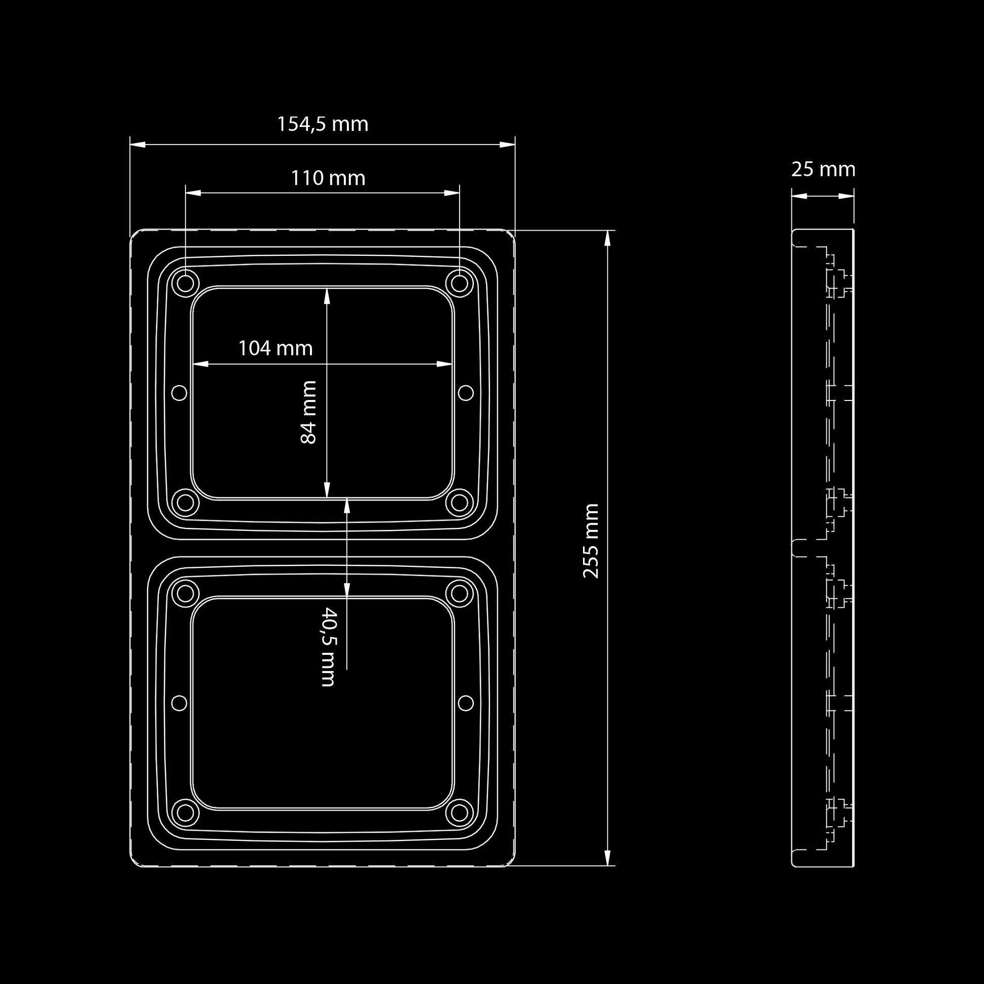 Strands IZE LED Double Mounting Frame / 2 Lamp Vertical Version - 