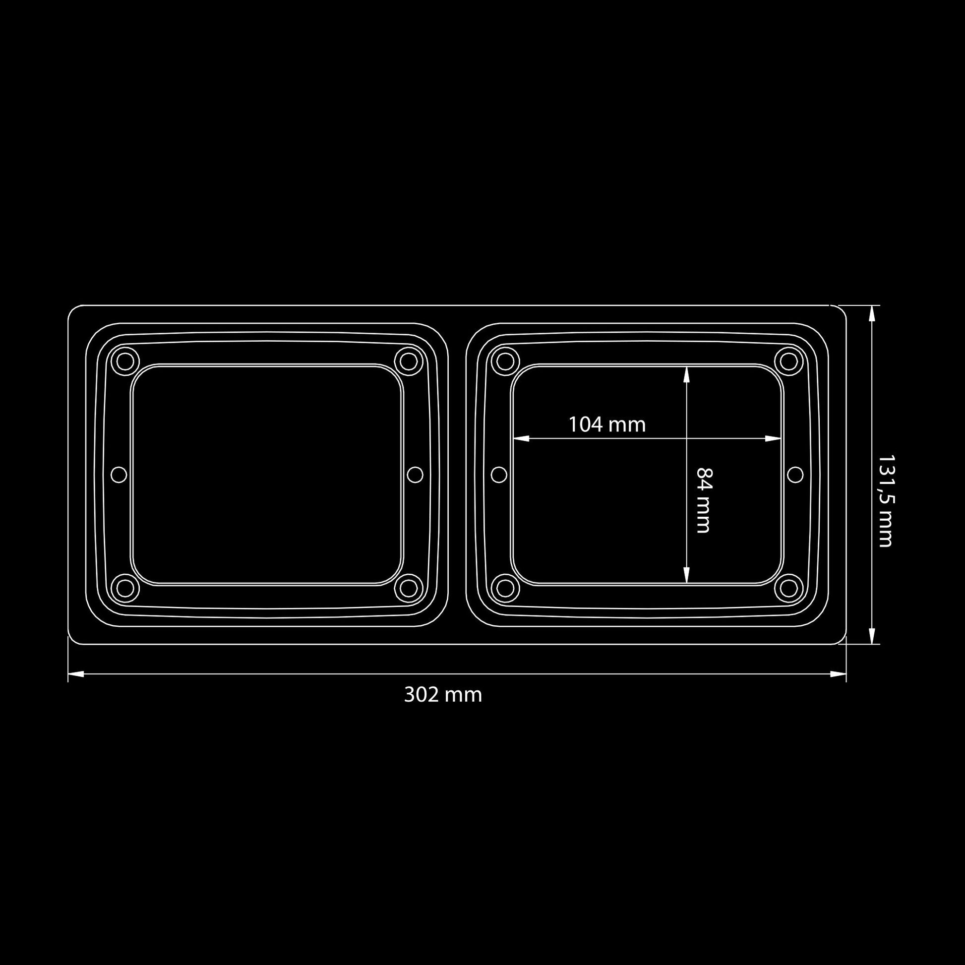 Strands IZE LED Double Mounting Frame / 2 Lamp Horizontal Version - 