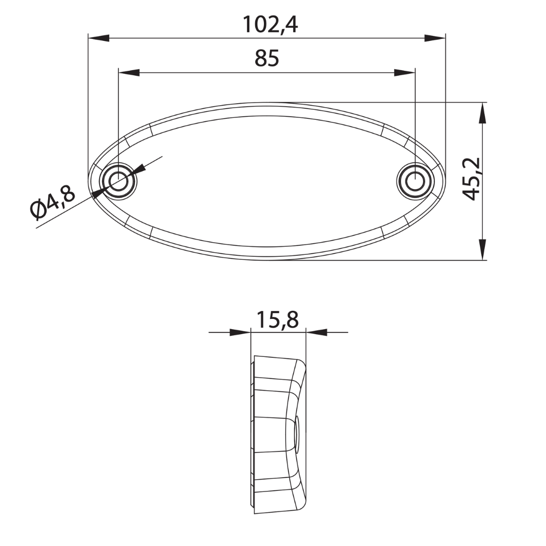 Fristom Oval Trailer Style LED Marker Light with Reflector - 