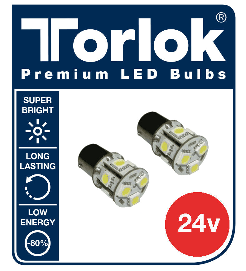 Torlok 24v Premium LED Single Contact Tail Light Bulbs Replaces 149/248, Flasher / Indicator - 24v LED Bulbs - LED Bulb