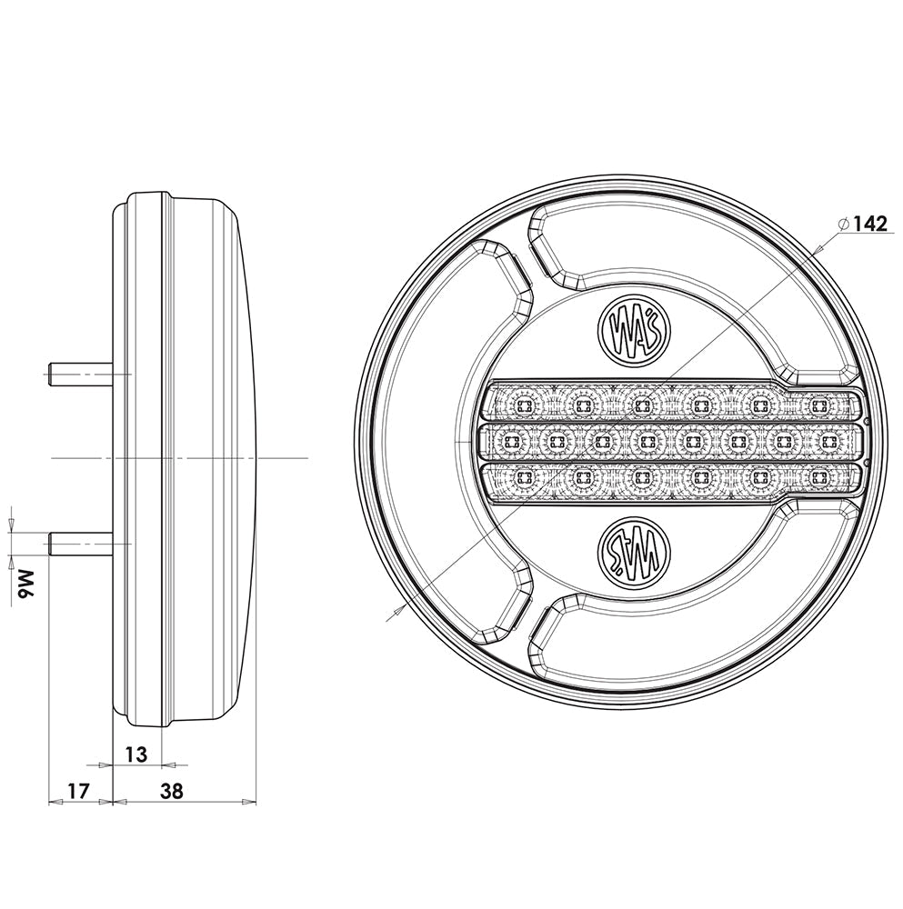 WAS W153DD Round Rear Light with Dynamic Indicator - spo-cs-disabled - spo-default - spo-disabled - spo-notify-me-disab