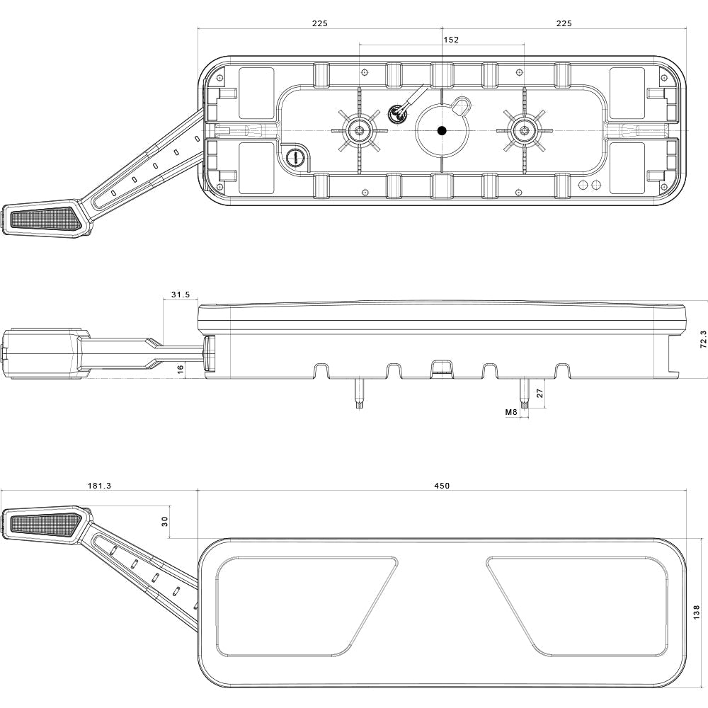 Large LED Trailer Lamp for Semi Trailers with Outline Marker / 6 x Function - spo-cs-disabled - spo-default - spo-disab