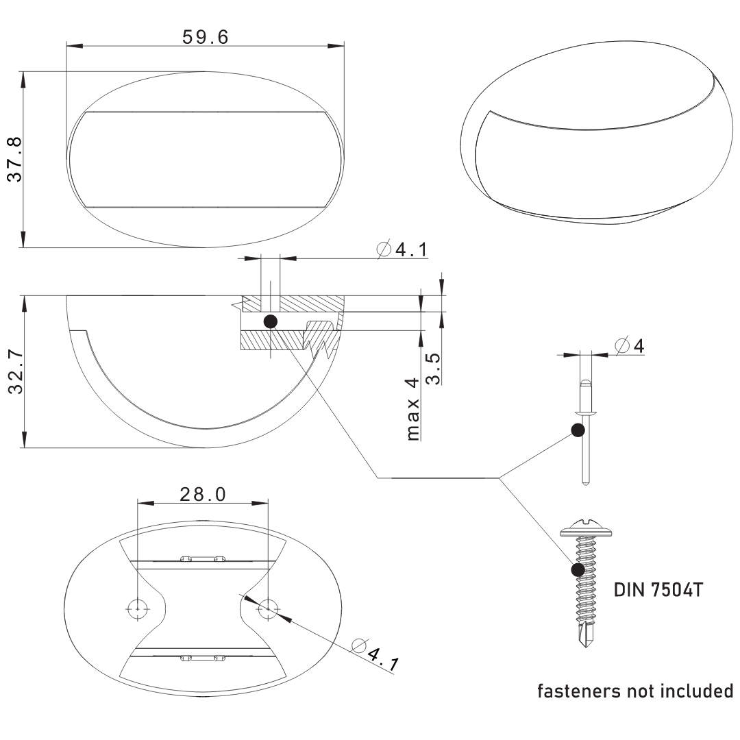 Fristom FT-067 Frog Eye Oval LED Marker Light - 