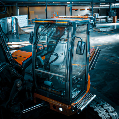 Strands Siberia led light bar with amber white position light fitted on digger