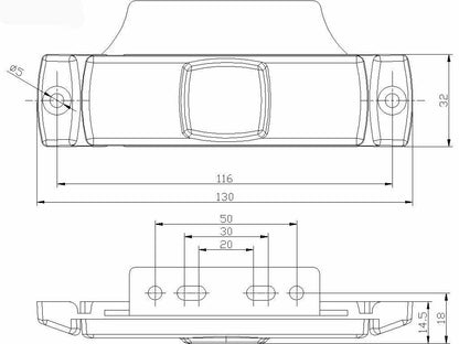 Slimline Amber Side Marker Lamp with Horizontal Bracket - Fristom - spo-cs-disabled - spo-default - spo-disabled - spo