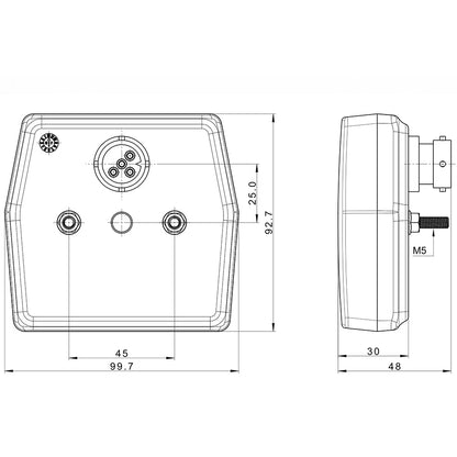 Fristom FT-222 Small 12V LED Trailer Lamp with Stop, Tail & Indicator - spo-cs-disabled - spo-default - spo-disabled