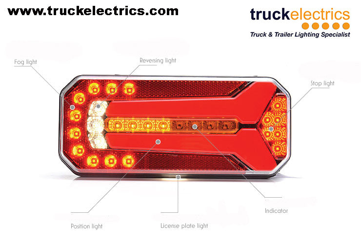 WAS W150DD Rear Combination Trailer Lamp with Dynamic Indicator + Fog & Reverse Light - spo-cs-disabled - spo-default