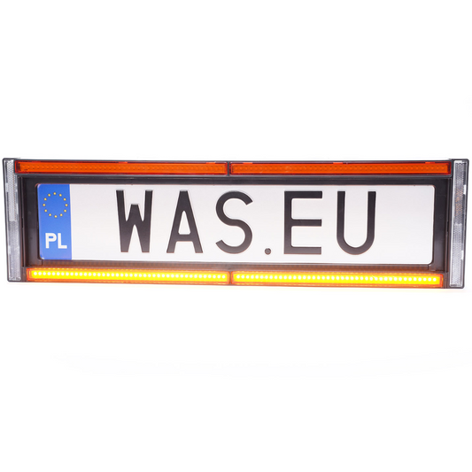 WAS W253 Front Number Plate Holder with Amber Strobe & Reflector - 