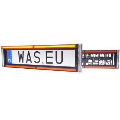 WAS W253 Front Number Plate Holder with Amber Strobe & Reflector - 