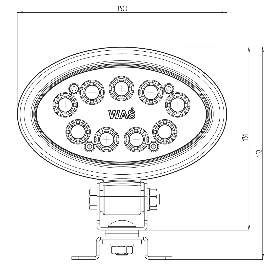 WAS W165 Oval LED Work Light / 2000 Lumen - 