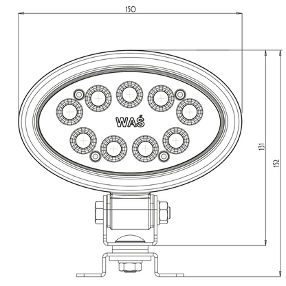 WAS W165 Oval LED Work Light / 2000 Lumen - 