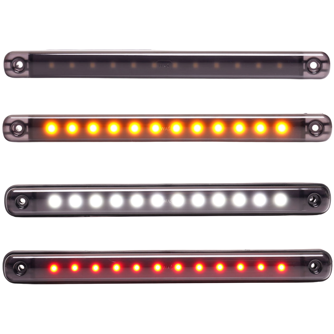 WAS Long 238mm Black Smoked Marker Light / Dark Lens / 12 LED - 