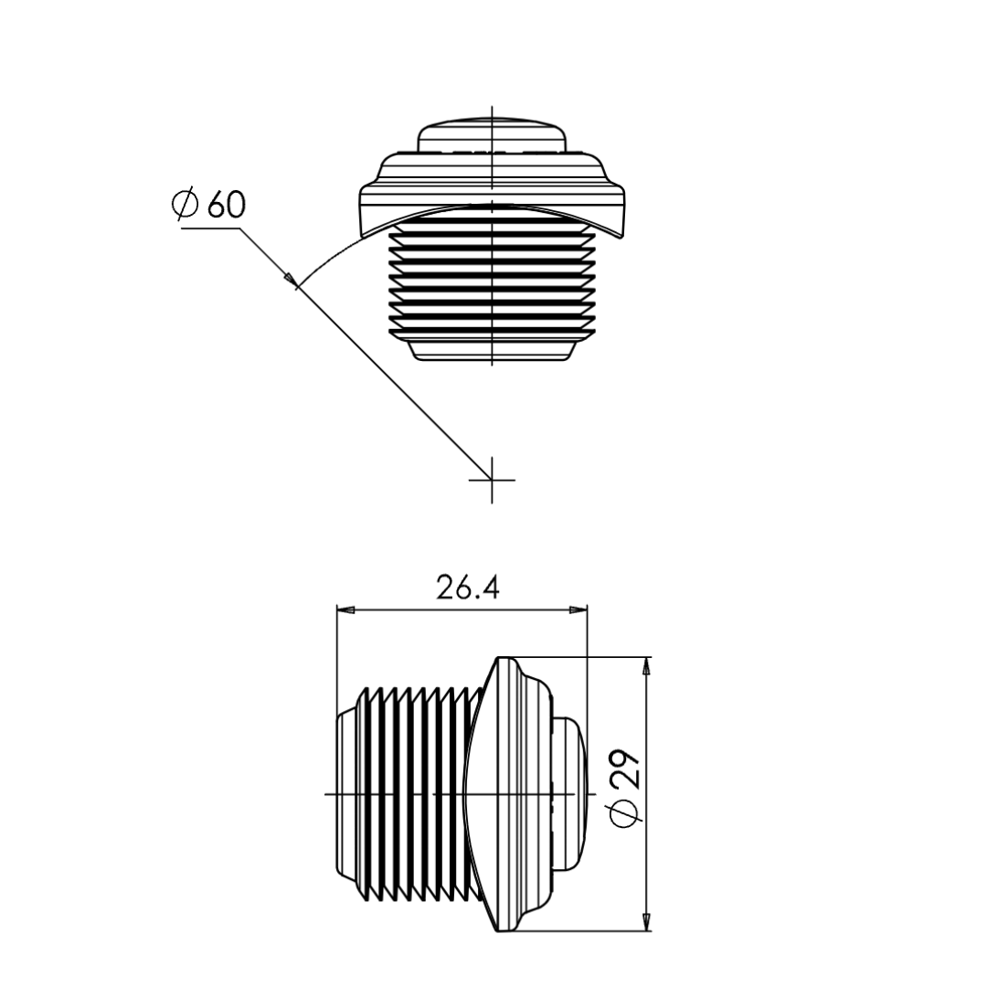 WAS W80 Small Round Push In Marker Light / Button Type / Rounded Gasket - 